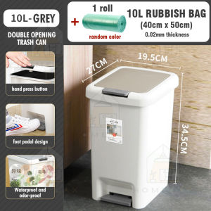 🔥HL🔥Pedal Trash Can Plastic Pressing Type Trash Can Bucket Large Size Square Waste Bin Kitchen Bathroom Garbage Bin Home
