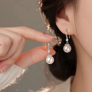 999 Sterling Silver Natural Freshwater Pearl Earrings New Style for Women Luxurious High-End Sterling Silver Earrings