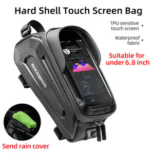 ROCKBROS Bicycle Bag Front Top Tube Bag Touch screen Waterproof Saddle Bag For 6.0~6.8 inch Hard shell Mountain Road Bike Reflective Cycling Phone Bag Bicycle Accessories