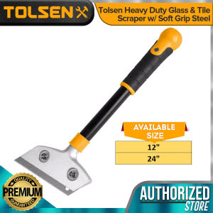 Tolsen Heavy Duty Glass & Tile Scraper w/ Soft Grip Steel Tube (12" 24")