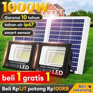 【Garansi 10 tahun】 lampu tenaga surya outdoor otomatis nyala lampu sorot LED 1000W Garansi 30 tahun Solar Cell Panel Surya gratis kabel 5 meter pencahayaan 72 jam Ready Stock light matahari jalan kendali jarak jauh 0 Biaya listrik sepanjang tahun