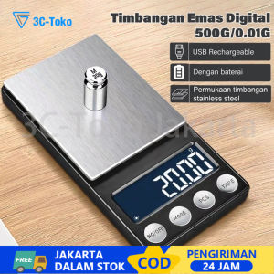 Timbangan Digital Akurasi 0.01g max 500g Emas Obat USB Rechargeable Permata Bumbu Dapur Masak Mas