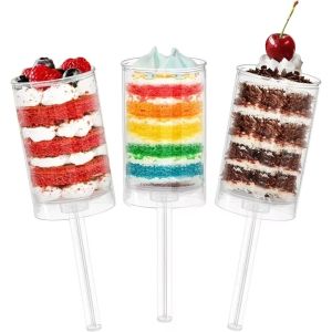 WELLNOW 10PCS Hộp đựng bánh Ống bánh đẩy Tròn Trong suốt Ống đựng đồ tráng miệng Có thể tái sử dụng. Giá đỡ bánh có thể đẩy Dụng cụ làm bánh