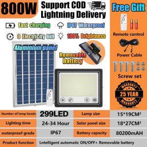 【 BUY 1 TAKE 1】solar flood lights with solar panel Flood light Battery replaceable Outdoor LED Waterproof IP67 1500W  Eye Protection Mosquito Repellent lamp Spotlight Indoor Night Light Street lamp Bulb Garden Outdoor Street  COD with Remote Control