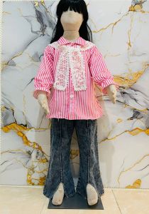 SETELAN LILY SALUR SYAL LEPAS ANAK PEREMPUAN USIA 3 - 12 TAHUN / SET JEANS CELANA CUTBRAY MODEL TERBARU