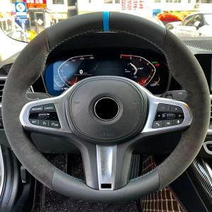 Kaly Zrainsun Customzied Car Steering Wheel Cover For BMW M Sport G30 G02 X5 F40 F41 g82 M4 Black Suede Material Carbon Fiber Leather 5B8Q6