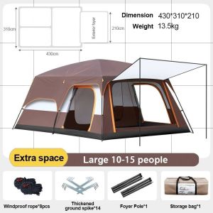 Outdoor Waterproof Camping Tent 12–24 People Extra Large Family Shelter Heavy-Duty Backpack Tent for Hiking Picnic Beach & Long Trips