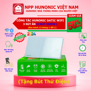 Công Tắc Hunonic Datic Wifi  3 Nút Ấn Có 1 Nút 3000W Cho Bình Nóng Lạnh