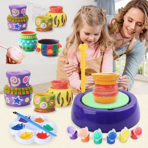 Kids DIY Ceramic Pottery Machine Mini Handmade Craft Toys Pottery Wheels For Boys Girls Arts And Crafts