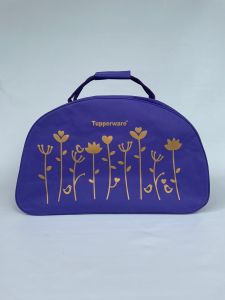 Kitbag Tulip Gold Tupperware (zipper bunga es)//Tas Travelling
