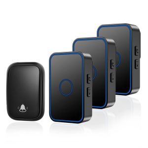 CACAZI Self Powered Wireless Doorbell Waterproof No Battery Required 60 Chimes 0-110dB Smart Home Door Ring Bell US EU UK Plug