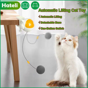 HATELI Quả bóng điện cho mèo tự động nâng lên lò xo giúp giải tỏa sự nhàm chán quả bóng bông đồ chơi tương tác thông minh dây thừng bền bỉ có thể thu gọn(không bao gồm pin)