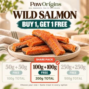 1 For 1 | 200G PawOrigins Dehydrated Salmon Fillet Single Ingredient Air Dried Dog&Cat Treats Omega-3 Skin & Coat [SG]