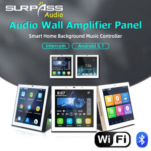 Mini Smart DLNA Intercom WiFi Bluetooth Wall Amplifier 4 inch Android Amp Music Panel Home Theater Background Sound System with RS485 RJ45