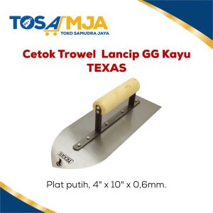 CETOK TROWEL LANCIP 10" X 4" inch (250 X 100 MM) PLAT BESI STAINLESS GAGANG KAYU TEXAS