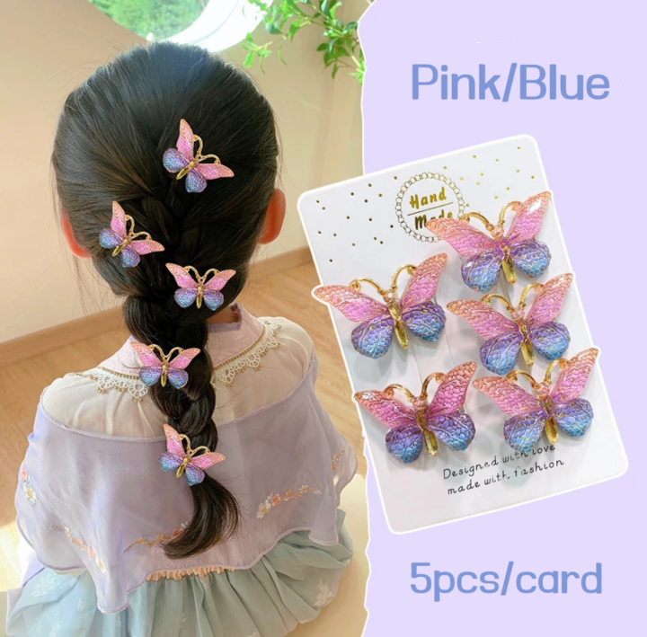 5pcs Korean Butterfly Hair Accessories Clip for Kids Princess Braid
