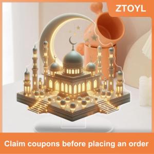 【ZTOYL】 2D Acrylic Moon Craft trang trí cho ramadan lâu đài nhà thờ kiến trúc lslamic trang trí hồi giáo gia đình thu thập bảng Quà Tặng