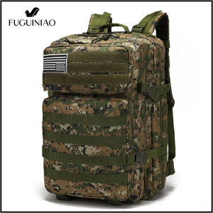 Fuguiniao ความจุนาฬิกาข้อมือชายยุทธวิธีกระเป๋าเป้สะพายหลังขนาดใหญ่กันน้ำสำหรับกีฬากลางแจ้งการปีนเขาล่าสัตว์ตั้งแคมป์3D Rucksack กระเป๋าสำหรับชาย