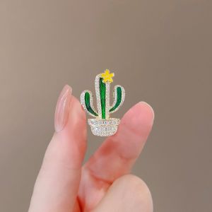 Bross Wanita Bros Hijab Pin Alloy Cactus Korea Motif Kaktus Silver Brooch