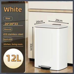 Plexor 6L-30L Hands-Free Kitchen Garbage Can Stainless Steel Tall Trash Can with Lid Soft Close Step Pedal Fingerprint-Resistant Kitchen Trash Can with Removable Inner Bucket