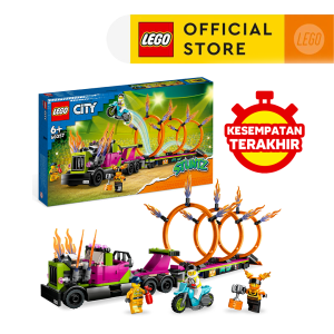 LEGO City 60357 Stunt Truck & Ring of Fire Challenge Building Toy Set (479 Pieces) Balok Mainan Anak (6 Tahun+)