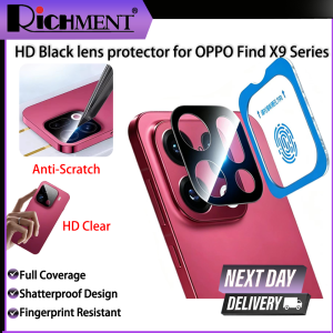 RICHMENT HD Black Camera Lens Tempered Glass Screen Protector for OPPO Find X9/X9 Pro/X9S Pro/X9 Ultra with locator