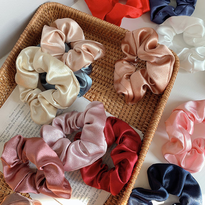 6-Pack Silk Satin Hair Scrunchies – Soft Ponytail Holders, No Damage Hair Ties For Women & Girls