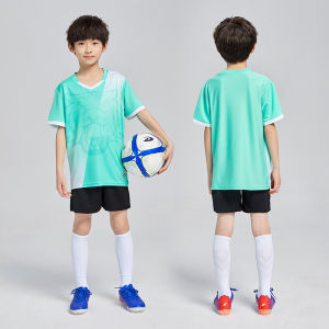 AU Childrens football uniform set boys short-sleeved training uniform primary school student football competition team uniform womens quick-dry jersey