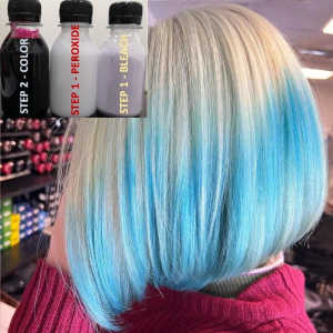(FREE bleach set) Direct angel blue Hair Color Kit (10minutes )100ml+Free Bleach&Peroxide(100ml) beru hair green dye rambut baby blue hair dye permanent dye Muslim friendly blue hair