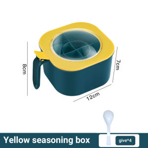 4 in 1 multi-compartment seasoning box | salt pepper herb spice jar with spoon kitchen seasoning storage container⚡PH deliveryIn stock⚡