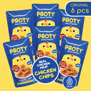 PROTY Chicken Chips Original (Bundle 6 pcs) Snack Anak Tinggi Protein - Keripik Daging Ayam Asli Krispi 18 gr