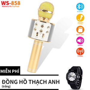 【Đồng hồ thạch anh miễn phí】Micro Karaoke Công Nghệ Mới Reverb WS858 Kết Nối Bluetooth Điện Thoại Máy Tính Bảng