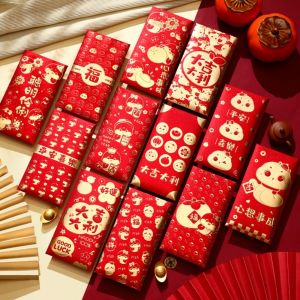 SFJHF 6pcs Blessing Chinese New Year Red Envelopes Paper 2025 Snake Year Red Pocket Lucky Gift Bag Traditional Money Packet Spring Festival Supplies
