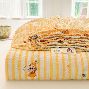 Dansunreve Fitted Bedsheet Garterized Edge Cartoon Bed Sheet Kitty/Rabbit Print Mattress Protector Single Queen King Size