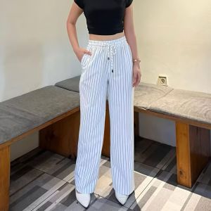 Everyday Pants Stripe Salur Celana Panjang Wanita Jumbo Kuliahan