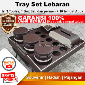 TRAY Set 1 Tisu 1 Box Permen 3 Toples 12 Lubang Aqua - Coklat Cream