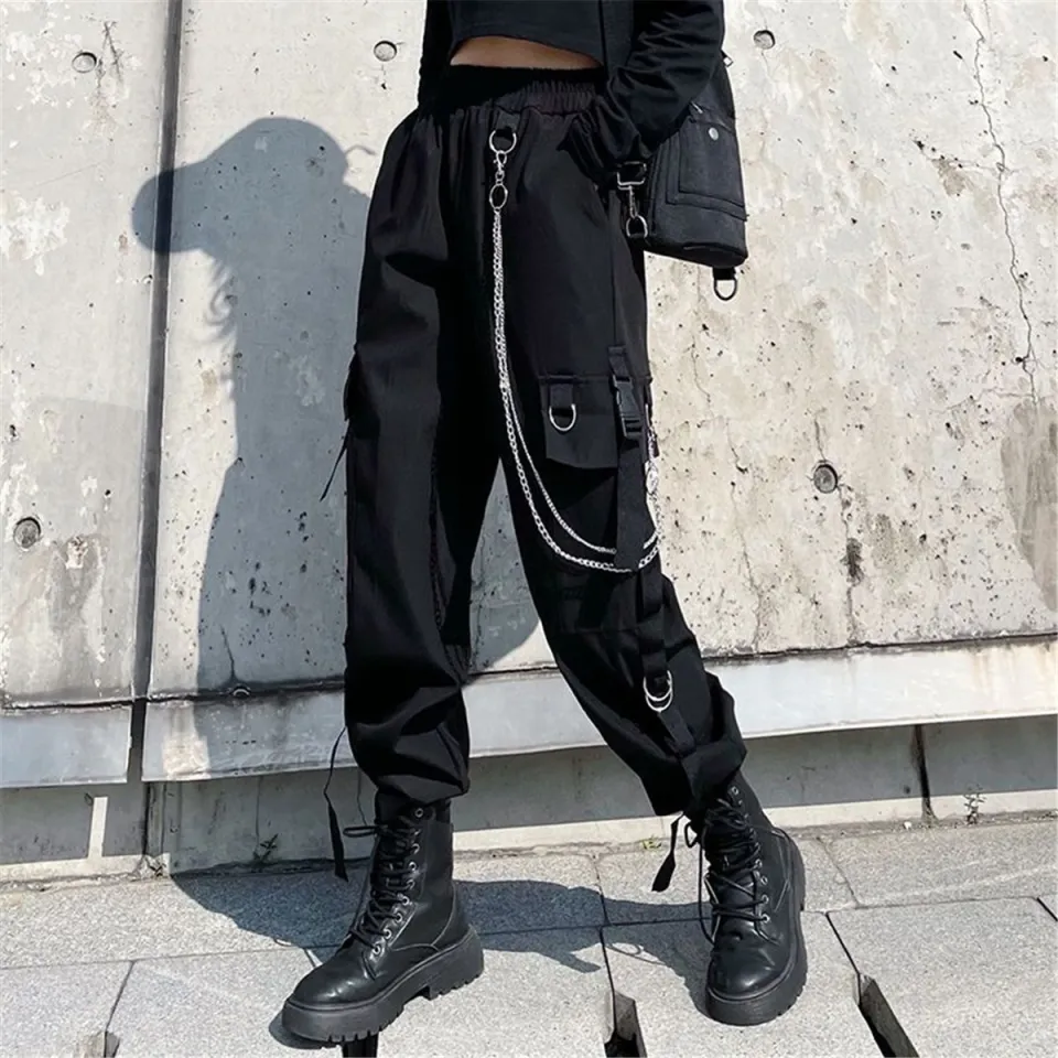Cargo Pants 2023 Harem Pants Fashion Punk Pockets Jogger Trousers With  Chain Harajuku Elastics High Waist Streetwear