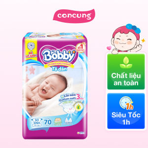 Tã dán Bobby siêu thấm - khô thoáng (Sơ sinh dưới 5kg 70 miếng) - concung