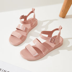 Free Shipping New Versatile Flat Sandals For Women Summer Fashion Korean Style Crystal Jelly Shoes Casual Beach Shoes Perforated Sandals