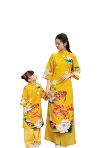 Áo Dài Truyền Thống # Bộ Áo Dài Lụa Hà Cúc Cho Mẹ Và Bé # Bộ Áo Dài Mẹ Và Bé
