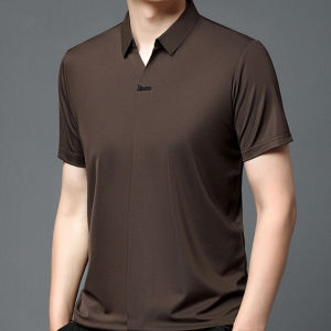 Mens Clothing High Elastic Knit Short-sleeved T-shirt No Curling Edges Suitable for All Body Types