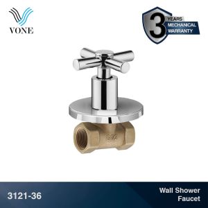VONE Kran Shower Tanam Tembok Stop Keran Wall Mandi Dingin Brass Chrome 2201-36