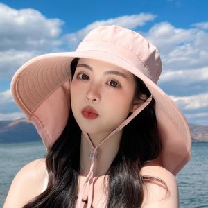 URBAG Neck Protection Fishermans Hat Wide Brim With Shawl Sun Cap Foldable Beach Cap Summer