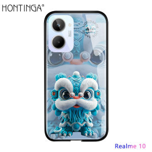 Hontinga Casing For Realme 11 10 Pro Plus Pro+ 2 3 Pro 5 5i 5s 6i 7i 6 7 Pro 8 8i 9i 9 Pro Plus Pro+ 5G Case Multicolor Lion Dance Phone Case Tempered Glass Back Casing Hard Cases