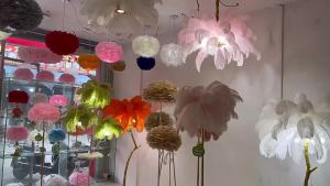 SXH Postmodern bedroom chandelier high-end design Zhongshan lighting cream-colored feather chandelier living room and hall main lighting fixture