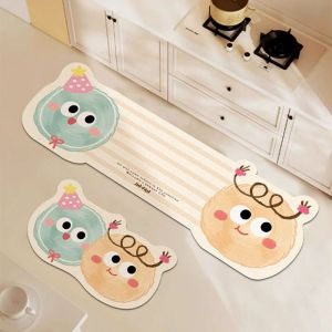 HANGDIAN พรมและเสื่อ พรมปูในห้องนอน แผ่นกันลื่นห้องน้ำ แผ่นกันลื่นในห้องน้ำ ปองกันโดยทำให้หนาขึ้นเสื่อปูพื้น-ที่กันลื่นโคลนไดอะตอม Keset Dapur ที่ไม่เสื่อกันลื่นเสื่อดูดซับผ้าเช็ดเท้าในห้องน้ำพรมลายการ์ตูนที่ใช้ในครัวเรือน