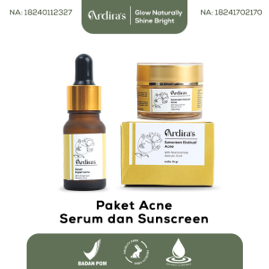 ARDIRA’S BUNDLING PAKET ACNE – SERUM & SUNSCREEN EKSKLUSIF ACNE – SERUM PENGONTROL MINYAK DAN JERAWAT – SUNSCREEN NO WHITE CASE