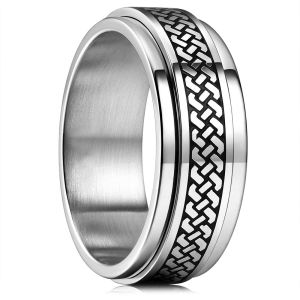 Fashion Men Stainless Steel Anxiety Fidget Spinner Rings Viking Infinity Intertwined Celtic Knot Rings for Men Wedding Jewelry h260529