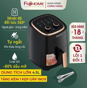 Nồi chiên không dầu 5L Nhập Khẩu tự ngắt FUJIHOME tặng kèm gắp Nồi chiên không khí cơ 5 lít không hơi nước