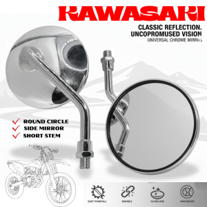 Kawasaki W800 | Motorcycle Side Mirror Stainless ROUND TYPE SHORT STEM UNIVERSAL 251